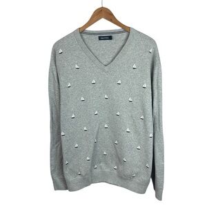 B21 Men’s Nautica Brand Preppy Sailboat Print V Neck Pullover Sweater XXL